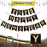 XNBTFK New Year 2025 Decorations Set, Black Gold Banner & Balloons view 3