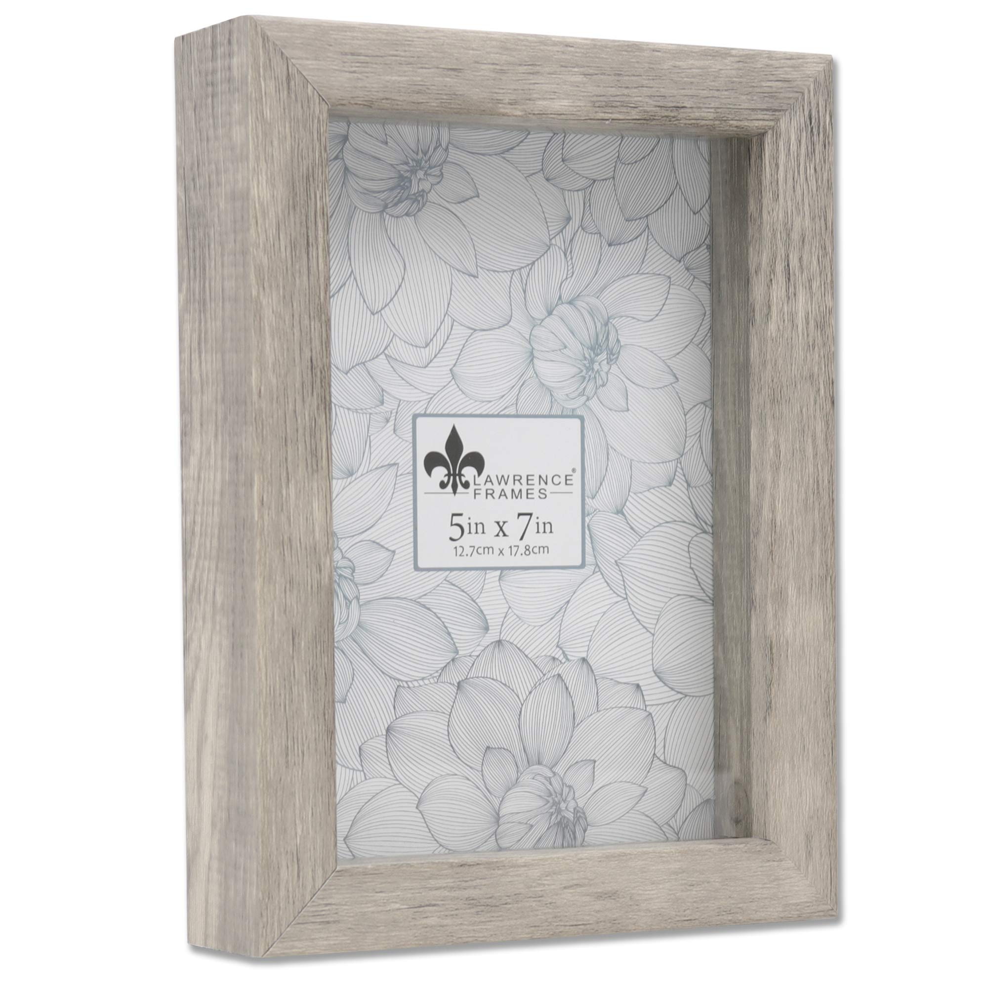 Lawrence Frames Shadow Box Frame, Polystyrene, Natural Gray, 5x7