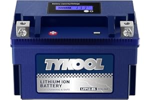 TYKOOL YTX12-BS High Performance LiFePO4 Lithium Motorcycle Battery,360CCA,12V 6Ah,Digital Readout,Fits for Honda TRX250 Recon,Suzuki LT-F250 Ozark,BRP (CAN-AM) DS250 ATV,Polaris RZR UTV,Vespa 300cc Scooter