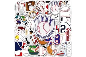 JOICEE 50pcs Baseball Stickers，Waterproof Vinyl Baseball Tattoos for Kids Teens Boys Adults, Sports Decals for Snowboard Lapt