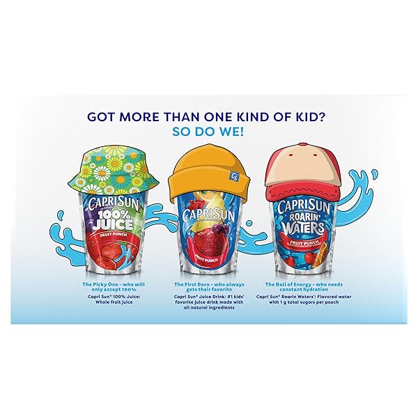 CAPRI SUN ROARIN’ WATERS GRAPE FLAVORED WITH OTHER NATURAL FLAVORS WATER BEVERAGE, 10 CT BOX, 6 FL OZ DRINK POUCHES
