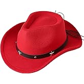 Jastore Kids Girls Boys Western Cowboy Cowgirl Hat with Buckle Belt Felt Fedora Hat