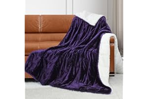 Alomidds Weighted Blanket Twin Size 20lbs 48x72 inches,Sherpa Weighted Blankets for Adults,Fluffy Warm Sherpa & Cozy Soft Flannel Snuggle Thick Heavy Blanket Great for Relaxing,Purple