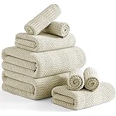 Ferdilan 8 Piece Oversized Bath Towels Set Camel,2 Extra Large Bath Towel Sheets,2 Hand Towels and 4 Washcloths 600 GSM Highly Absorbent Quick Dry Towels Set for Bathroom Hotel