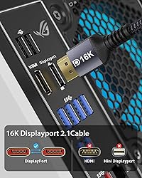 Stouchi DisplayPort Cable 16K 2.1, DP Cable 6.6FT