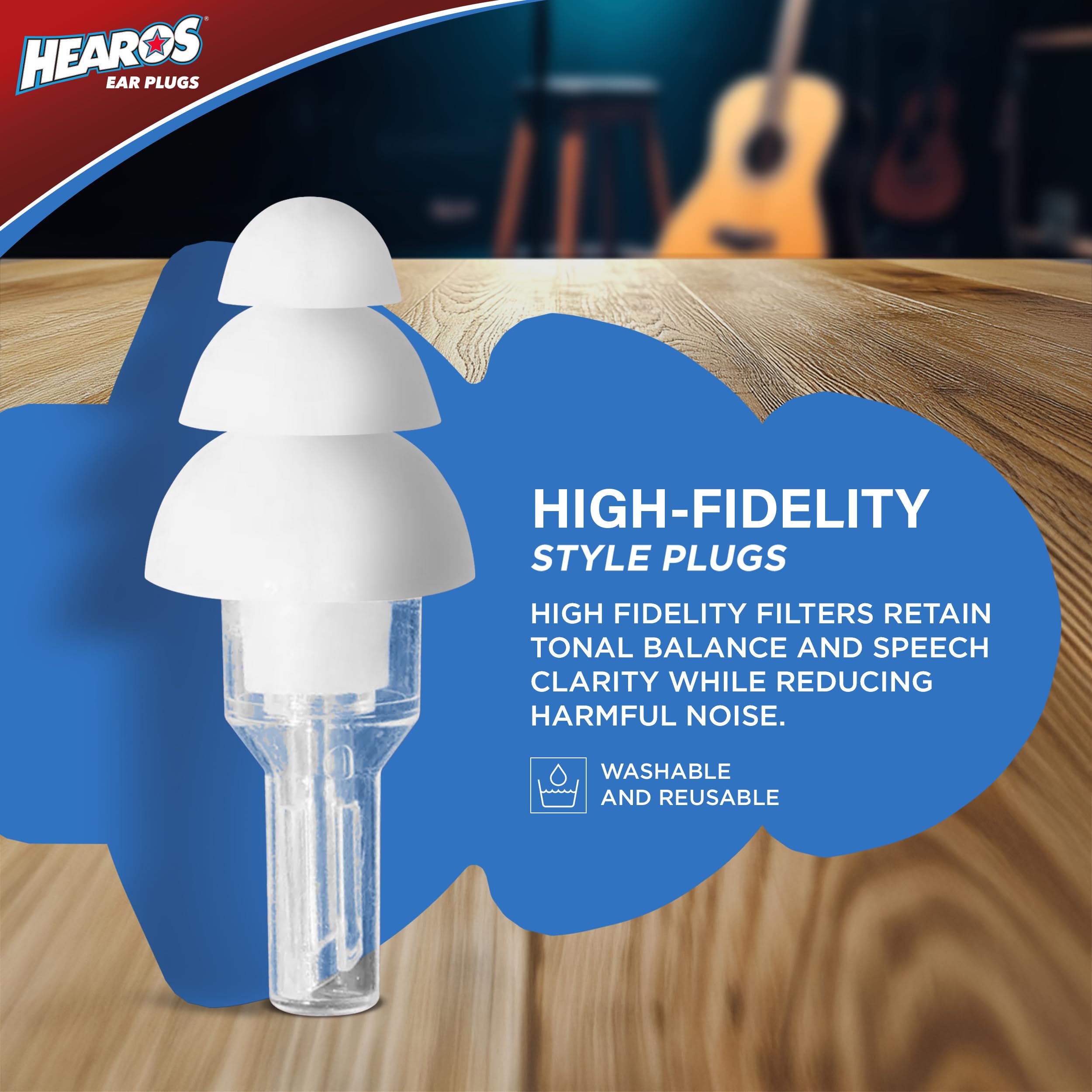 HEAROS High Fidelity Musician Ear Plugs Ultimate In Comfortable And Hearing Protection Professional Musicians Earplugs Noise Cancelling Earplugs For Concerts Motorcyclists Loud Events (1 Pair)