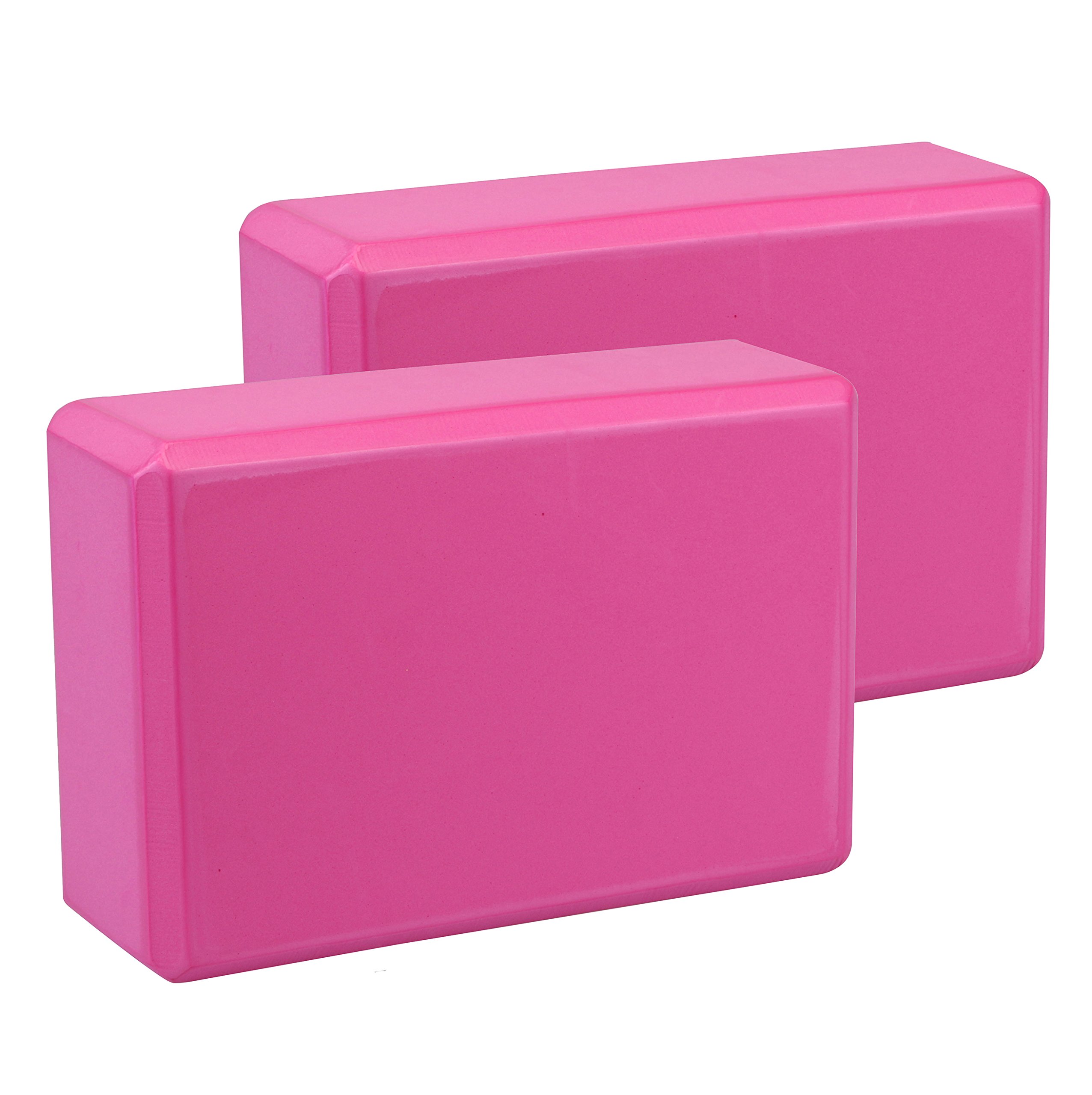 EXERZ Yoga Blocks 2pcs Gym Bricks -Comfortable Fitness Yoga Bricks, Anti-Slip, Lightweight and Travel Friendly Pilates Practice (Pink)