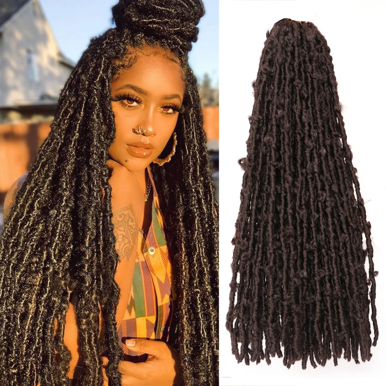 Butterfly Locs Crochet Hair 6 Packs Long Faux Locs Crochet Braids Pre looped Distressed Locs Soft Locs Crochet Dreadlocks Synthetic Hair Extensions (4#, 24 Inch (Pack of 6)) โ image 1