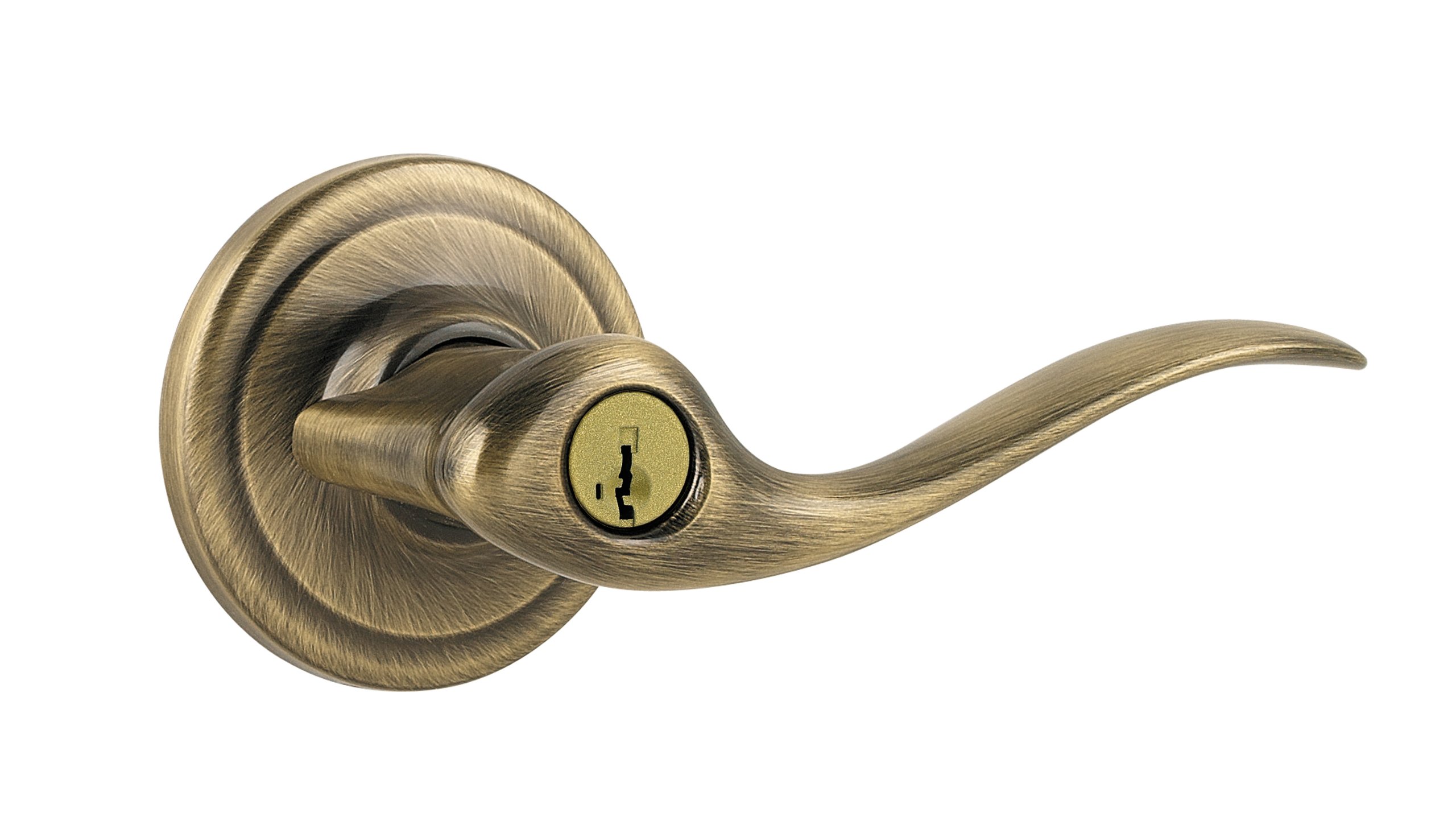 Buy Kwikset Tustin Entry Lever featuring SmartKey in Antique Brass