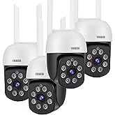 EVERSECU 2K 3.0MP Outdoor WiFi PTZ Security Camera, 2.4G WiFi, Auto Tracking, 2 Way Audio, Spot Night Vision, Compatible with Alexa, SD Card & Cloud Storage, ONVlF Compliant RTSP IP CCTV Camera(4pcs)
