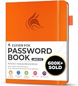 Clever Fox Password Book with Alphabetical Tabs Orange Large 60-Day