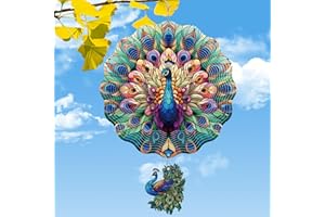 Rngmsi Peacock Wind Spinner, Wind Spinners 3D Frosted Hanging for Yard, Peacock Wind Spinner Gift, Hanging 3D Outdoor Wind Chimes for Garden (12 X 12 Inches)