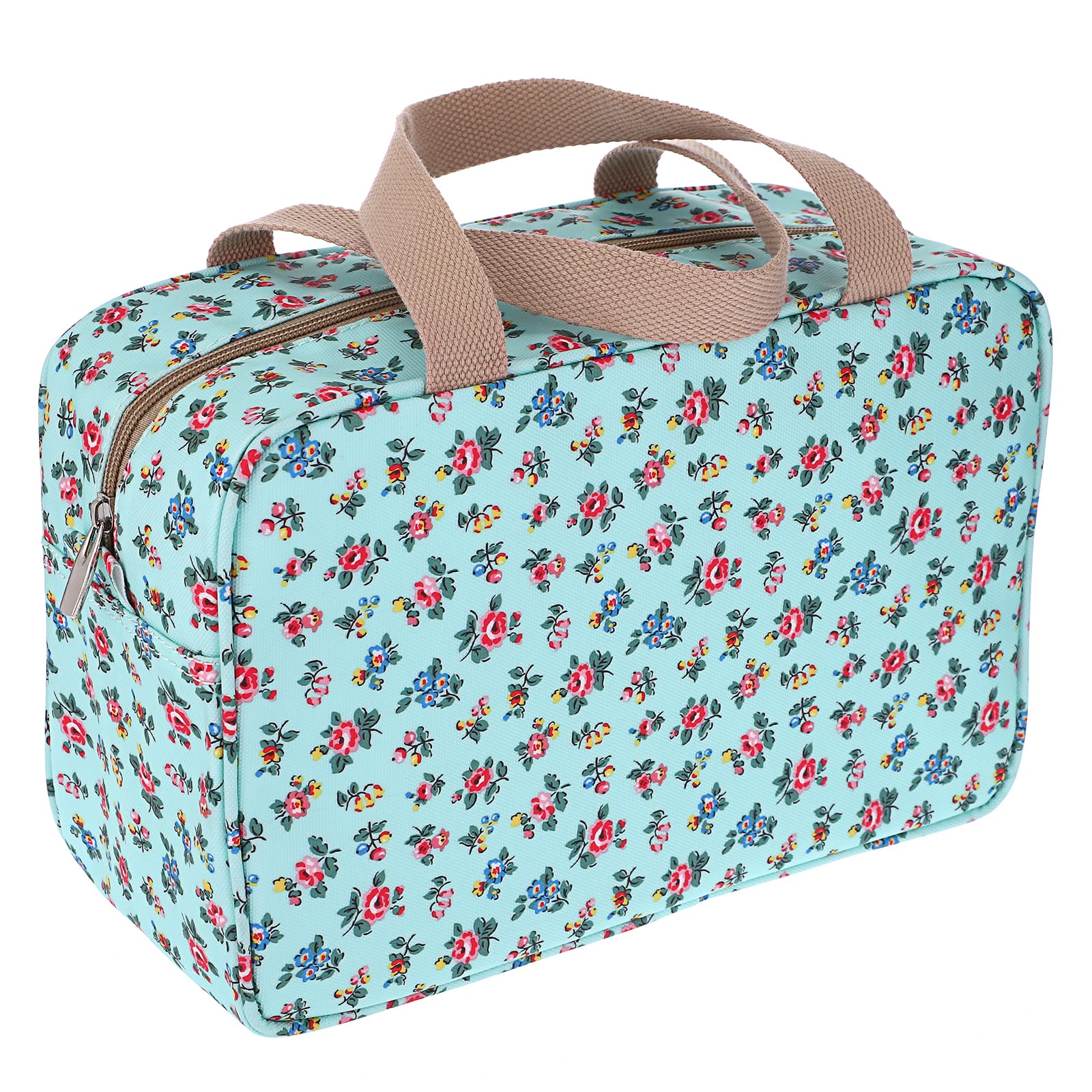 IGNPION Woman Large Travel Toiletry Bag Waterproof Wash Bag Make up Organizer Bag Cosmetic Bag Swimming Gym Bag (Blue Small Flower)