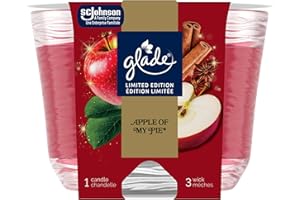 Glade Scented Candle, Apple Cinnamon, Limited Edition, 3-Wick Candle, Air Freshener Infused with Essential Oils for Home Frag