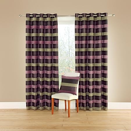 Montgomery Aubergine Casino Lined Eyelet Curtains Available In