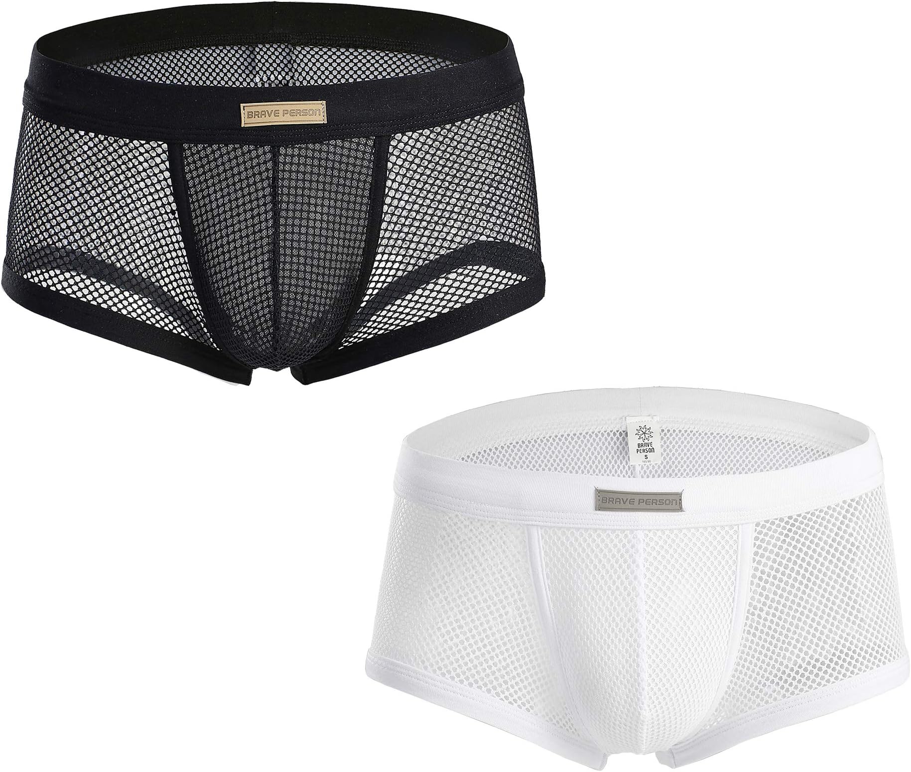 Men's Soft Mesh Underwear See-Through Boxer Briefs Trunks