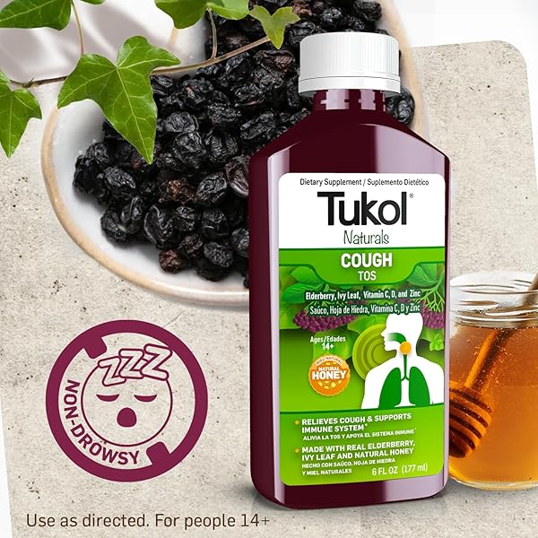 TUKOL NATURALS ELDERBERRY SYRUP WITH VITAMIN C, D, AND ZINC, IMMUNE SUPPORT SUPPLEMENT WITH NATURAL HONEY FOR ADULTS & TEENS, HERBAL ELDERBERRY BOOST FOR IMMUNITY & ANTIOXIDANT SUPPORT, 6OZ