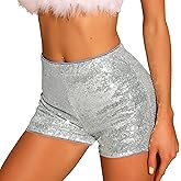 Allegra K Sequin Shorts for Women High Waist Party Night Out Concert Outfit Sparkly Mini Shorts