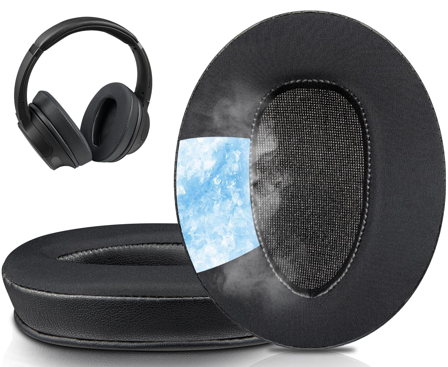 SOULWIT Cooling-Gel Replacement Earpads for Sony WH-CH700N (WHCH700N) & MDR-ZX780 (ZX780DC)/MDR-ZX770 (ZX770BN ZX770BT), Ear Pads Cushions for MDR-10R (10RNC 10RBT) Over-Ear Headphones