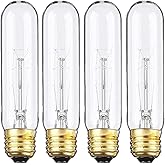 Weyolin Edison Light Bulbs,120V, E26 Base, T10 Tubular Bulbs, 25W Clear Incandescent, Warm White, Dimmable Vintage Tubular Style Showcase Bulb (4-Pack)
