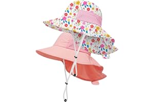 HONGTEYA Toddler Baby Sun Hat Kids Summer UPF 50+ for Boys Girls Adjustable Beach Hats with Bucket Wide Brim Age 1-7 Years