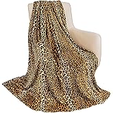 MACEVIA Flannel Fleece Throw Blanket for Couch, Leopard Print Blanket for Adult, Lightweight Cozy Soft Cheetah Blanket for Bed Sofa 260GSM, Suitable for All Seasons (Brown Leopard,50x60inches)