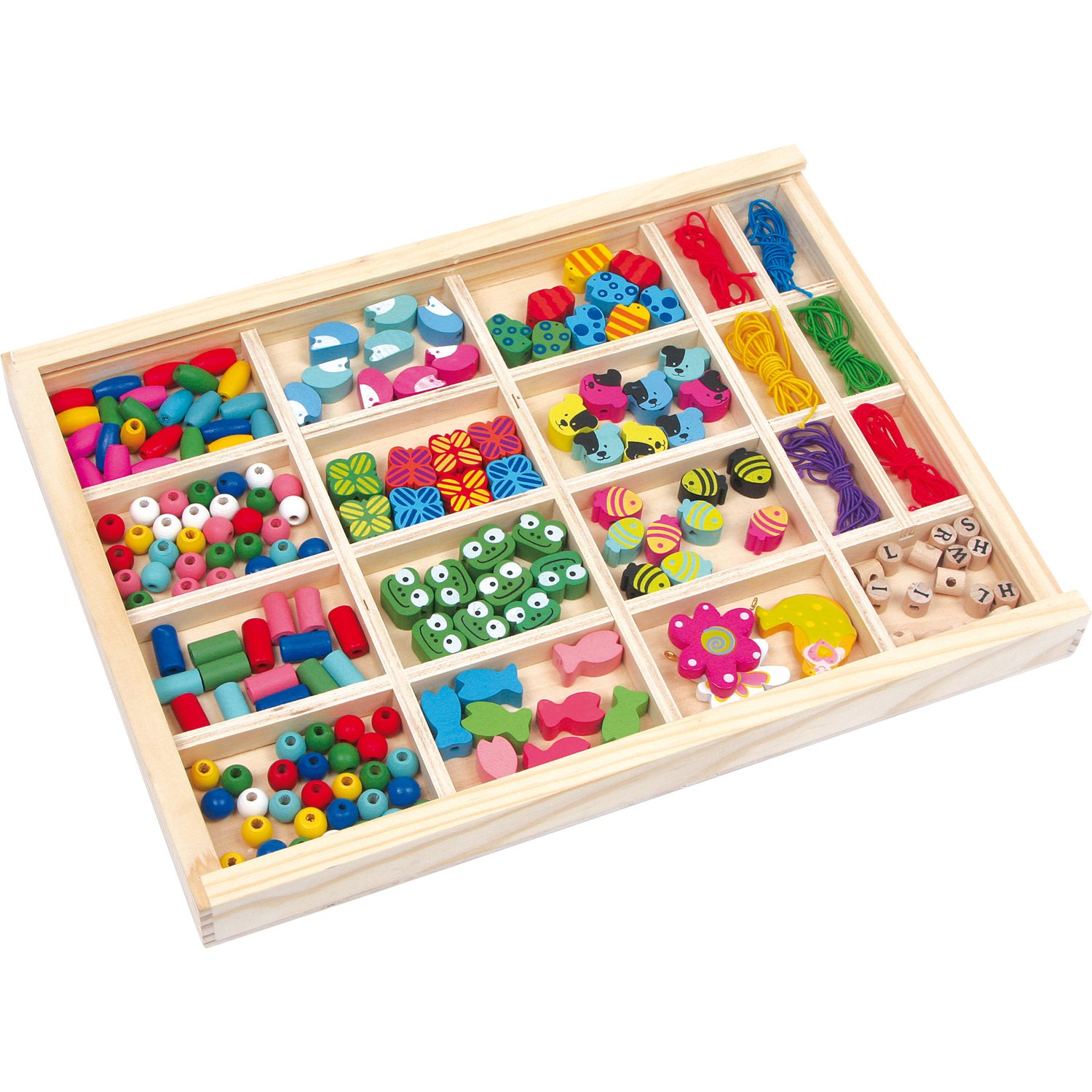 small foot 2465 wooden threading bead box set "Vivien", thread game for friendship bracelets, from 3 years old