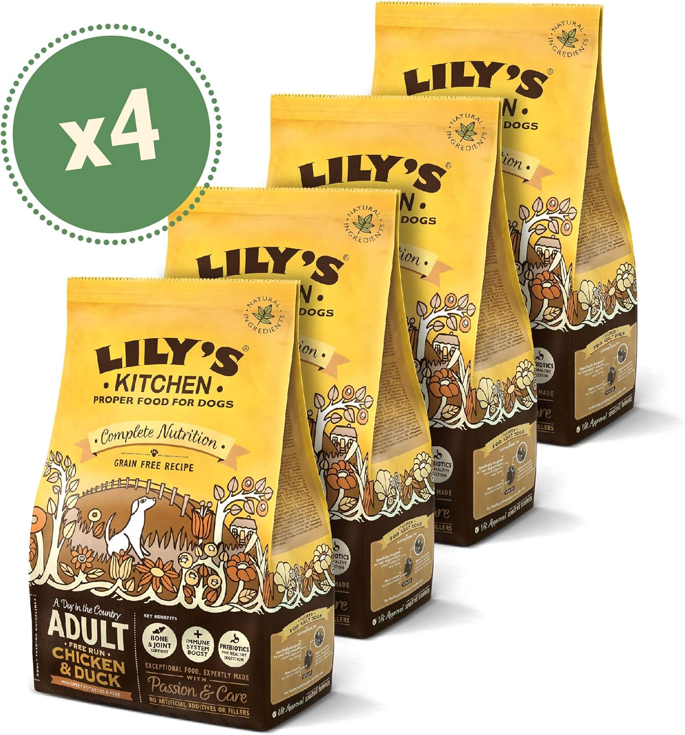 Lily's Kitchen Natural Adult Dry Dog Food Chicken & Duck Grain-Free Recipe 4 x 1kg, Chicken and Duck, 1 kg (Pack of 4) - Image 3