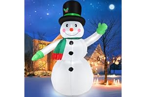 THANGER 7 FT Christmas Inflatables Snowman Outdoor Yard Decorations, Christmas Blow up Snow Man with LED Lights & Black Hat, Winter Outside Decor for Holiday Party Patio Garden Lawn, Xmas New Year Kids Gifts