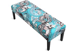 YISUN Dining Room Bench Covers, Stretch Cushion Covers Removable Washable Bench Slipcover, Printed Bench Seat Protector Rectangle Bench Cover for Dining Room, Living Room, Bedroom, Kitchen