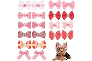 Heliltd 20 PCS Cute Small Dog Hair Bows with Elastic Bands Puppy Hair Clips Handmade Multi Style for Yorkie and Small Breeds 