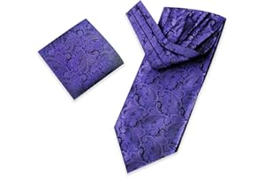 PHDuLac Silk Cravats – Paisley Cravat Dress Ties for Men Jacquard Ascot Tie with Pocket Square