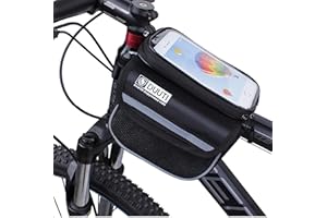 Kriopy Bike Bag,Bicycle Bags,Bike Saddle Bag,Phone Holder for Bike,Touchscreen Bike Phone Mount,Waterproof, Top Tube Bag,Bicycle Accessories,Bike Frame Storage bag,Phone Screen under 6.8” (Black)