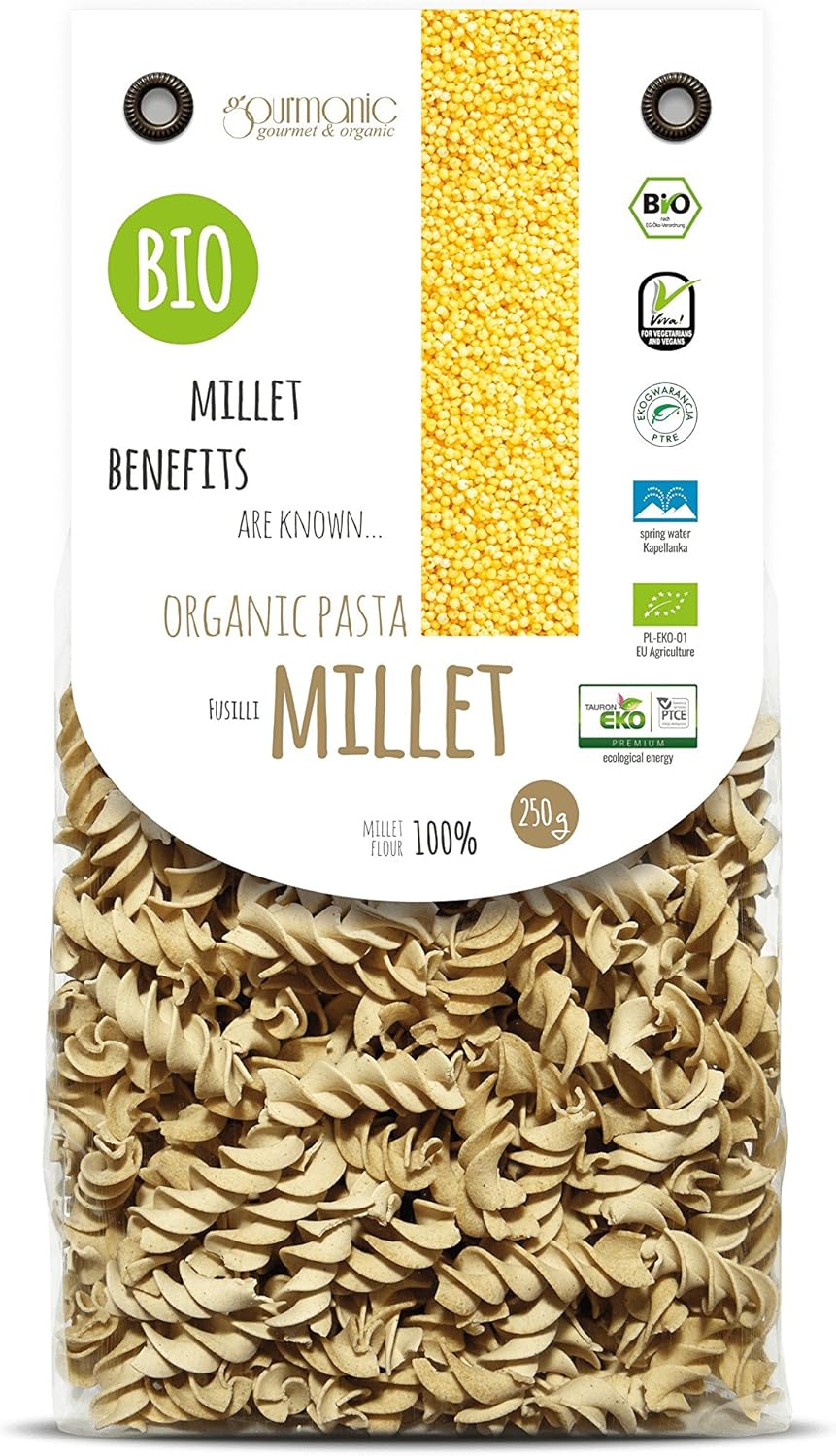 Organic Millet Fusilli pasta 250 g Gourmanic Amazon.co.uk Grocery