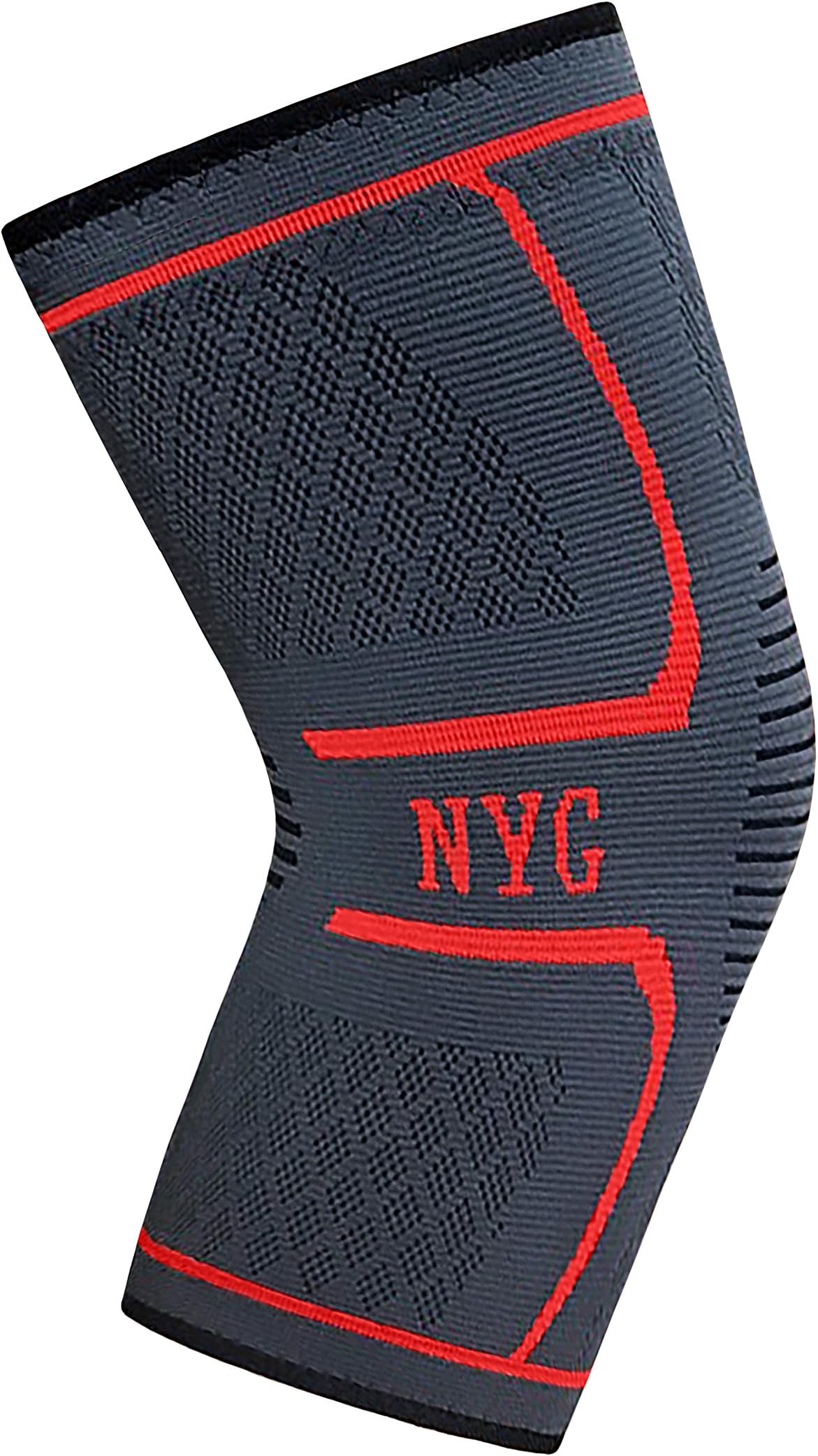 NYG Compression Knee Sleeve for Stabilizing and Recovery for Men, Women and Knee Support for Arthritis, Running, Weight Lifting and Jogging (Medium, Red & Black)
