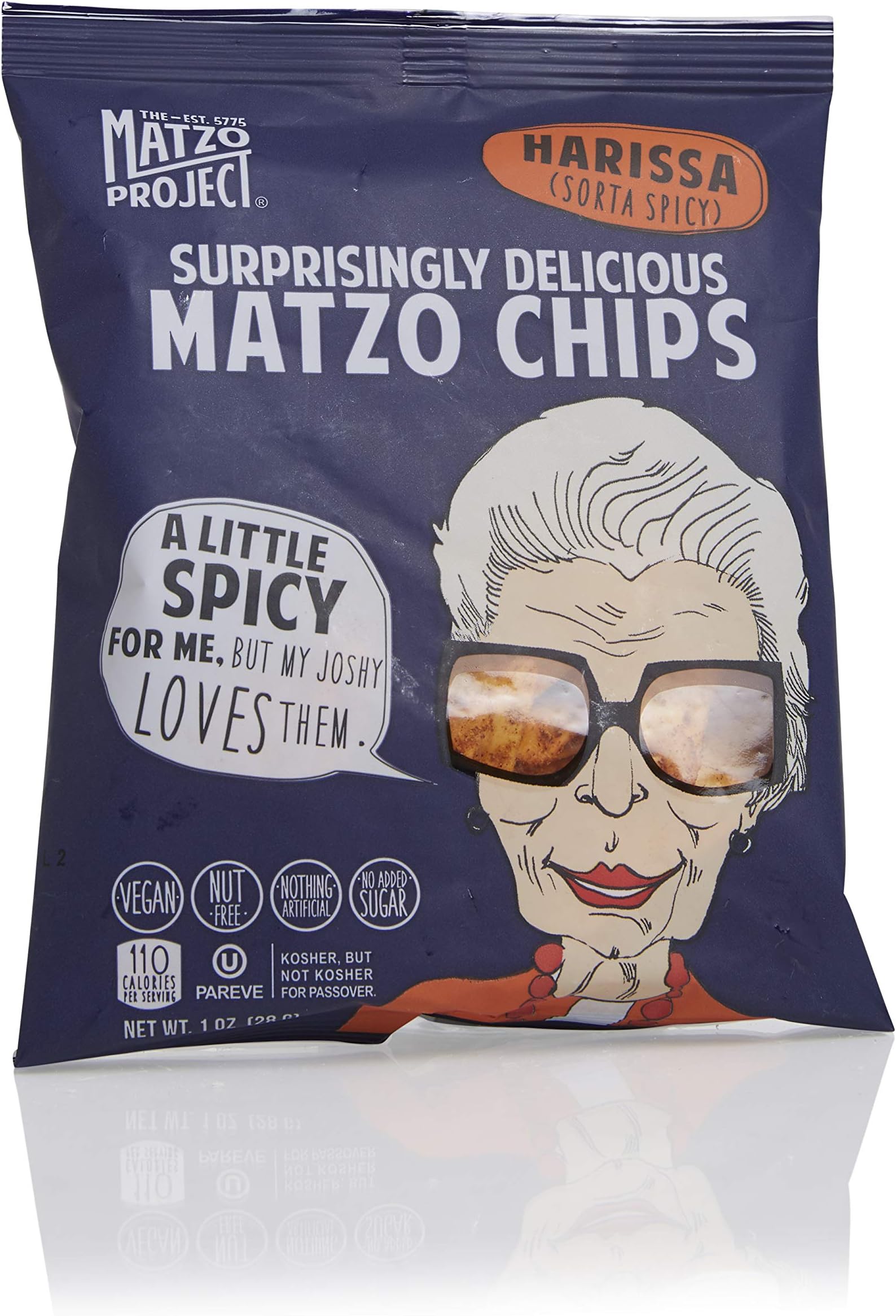 The Matzo Project - Harissa Matzo Chips Snack Bags, Kosher, Dairy-Free, Vegan, Nut-Free, No Added Sugar, No Trans Fats, No Artificial Flavors or Colors, 1oz, Pack of 6