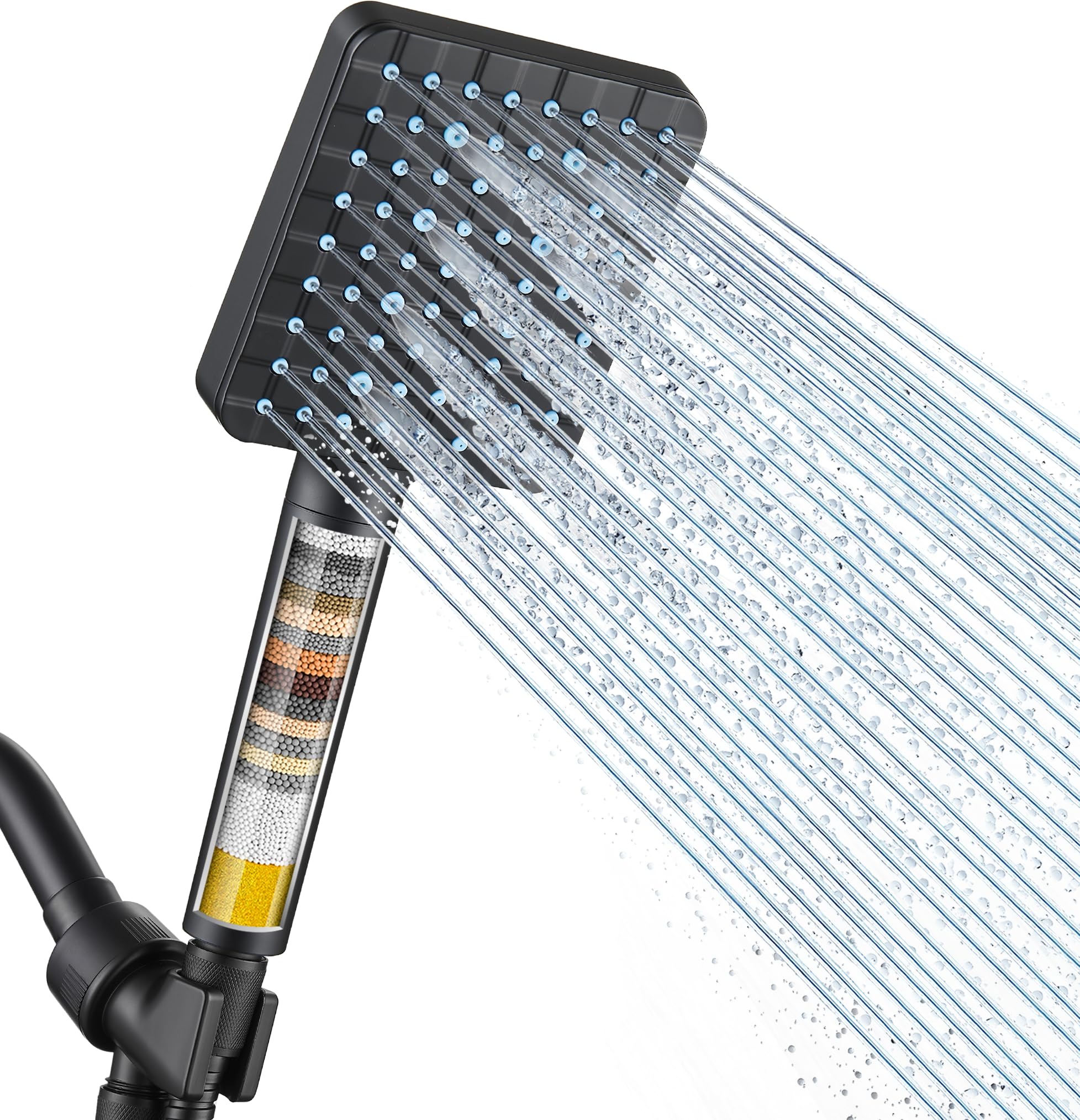 Photo 1 of ***MISSING PIECES*** Cobbe Filtered Shower Head with Handheld, High Pressure 6 Spray Mode Showerhead with Filters, Water Softener Filters Beads for Hard Water - Remove Chlorine - Reduces Dry Itchy Skin, Matte Black