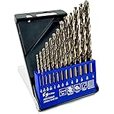 13pcs Cobalt Drill Bits Set M35 HSS Jobber Drill Bits Set 1/16"-1/4" | 135 Degree Tip Design with Index Storage Box, for Hardened Metal, Stainless Steel, Cast Iron, Wood and Plastic