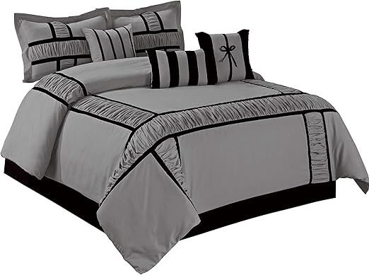 Amazon Com 7 Piece Marma Ruffle Patchwork Comforter Sets Queen