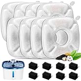 16 Pcs Cat Fountain Replacement Filters:8 Pack Cat Water Fountain Replacement Filters & 8 Pack Pre-Filter Sponges, Pet Fountain Filter Fit for 95oz/2.8L Automatic Pet Fountain Cat Water Fountain