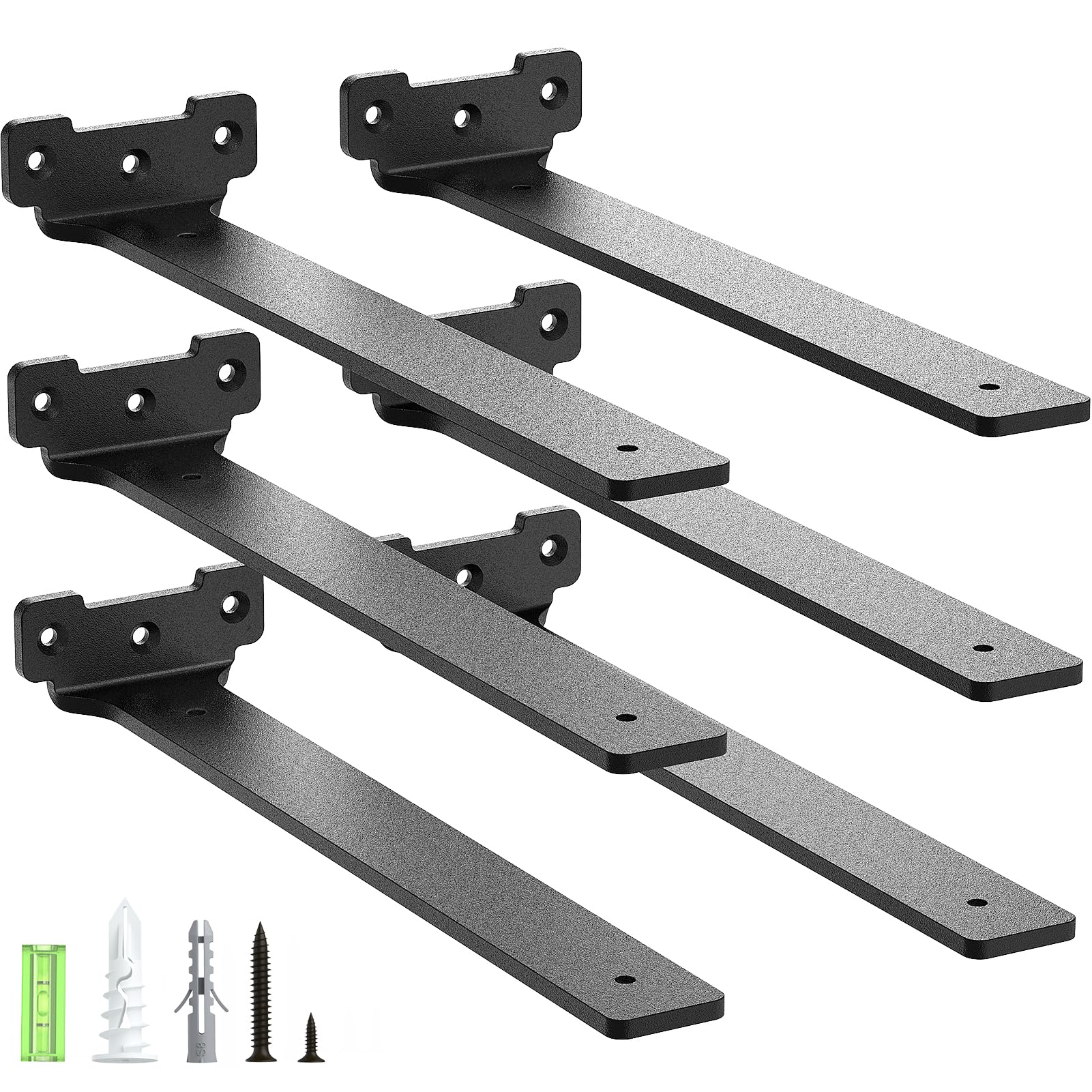 Yeabett Shelf Brackets, 6 Pack Right Angle Floating Shelf Brackets 30cm, 70kg Load Capacity, Black