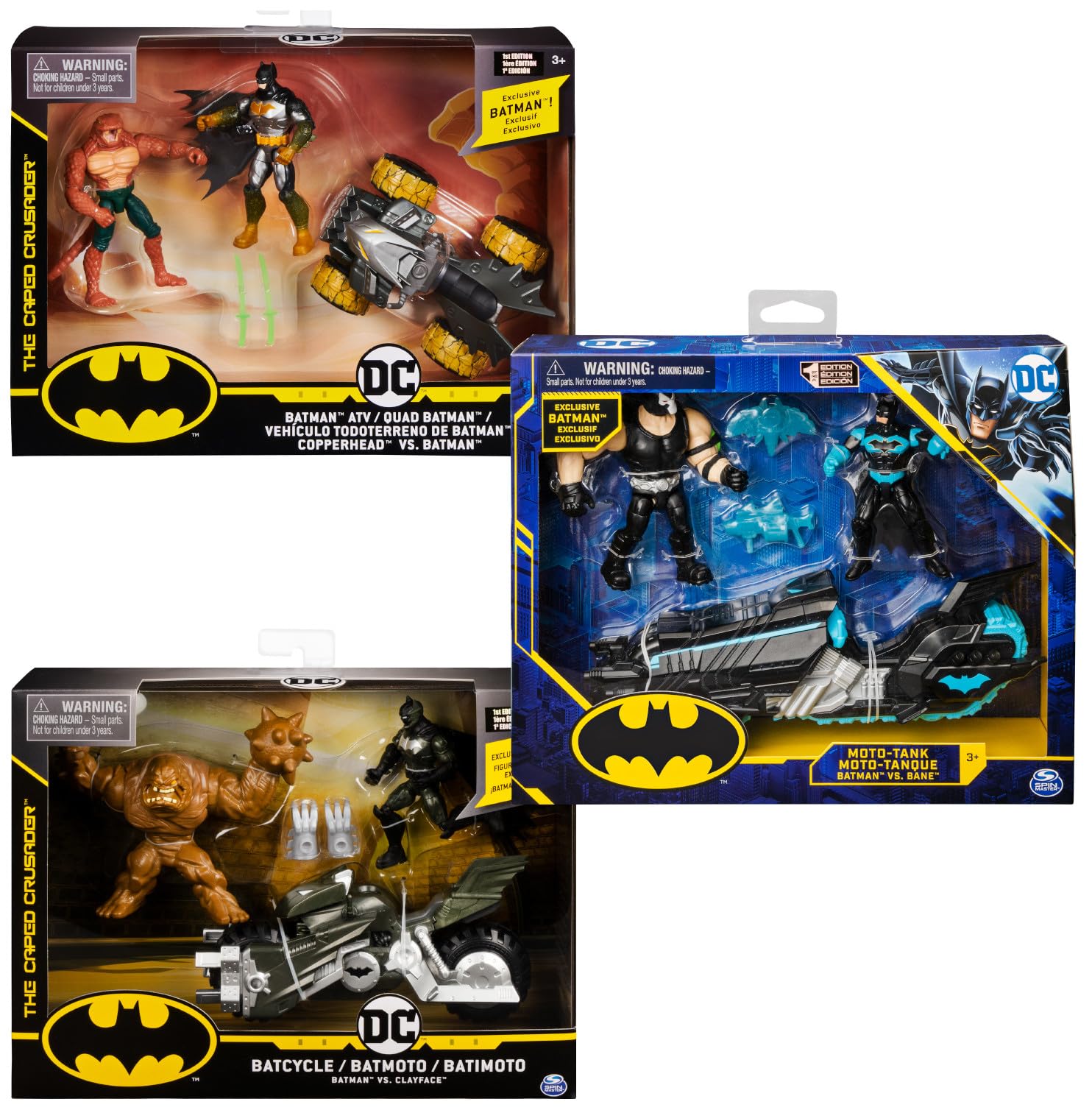 DC Comics BATMAN Batcycle Vehicle with Exclusive BATMAN and CLAYFACE 4-Inch Action Figures (Styles Vary)