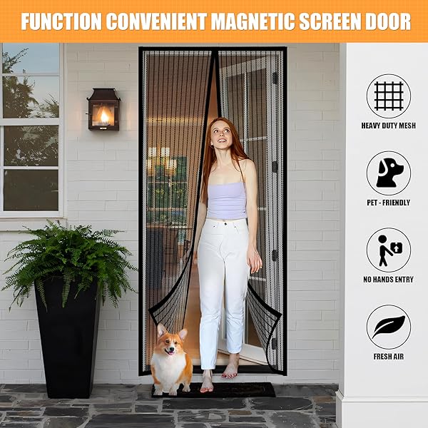LIAMST MAGNETIC SCREEN DOOR – FITS 36′ X 80′, SELF SEALING, HEAVY DUTY, HANDS FREE MESH PARTITION, MAGNETIC CLOSURE