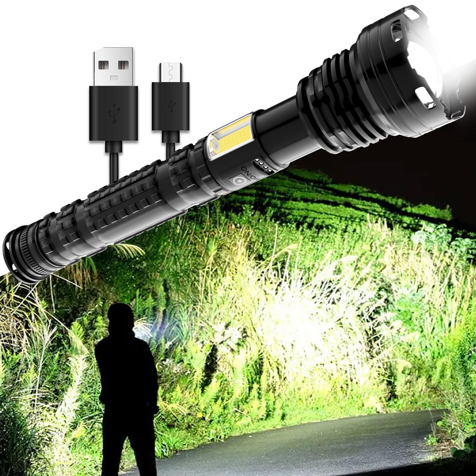 Rechargeable Flashlights 200000 High Lumens, Bright