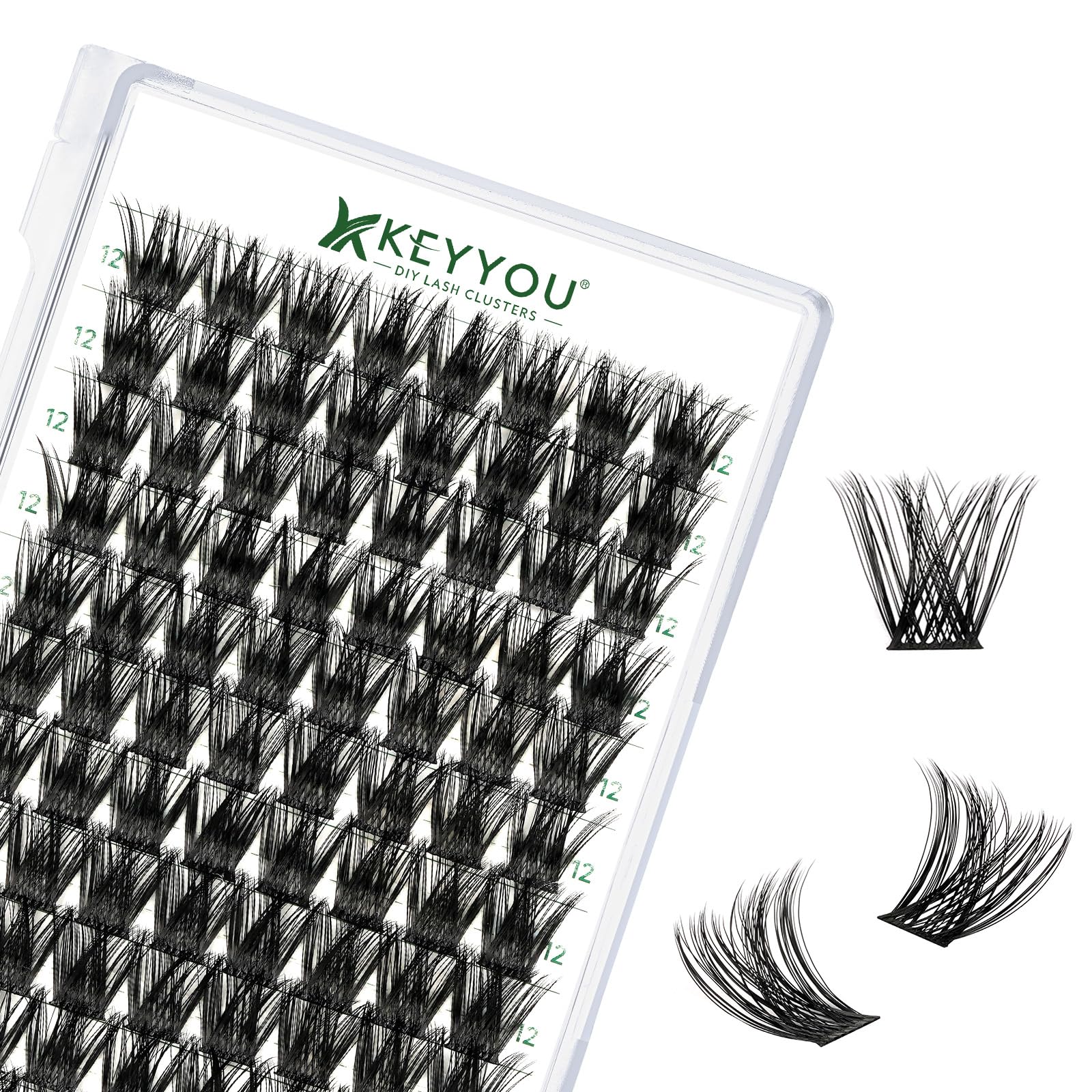Photo 1 of Lash Clusters 96pcs Eyelash Clusters Y01 C Curl 12mm Cluster Lashes KEYYOU Volume Wispy Lash Extension Soft&Comfortable Easy DIY at Home(Y01,C-12mm)