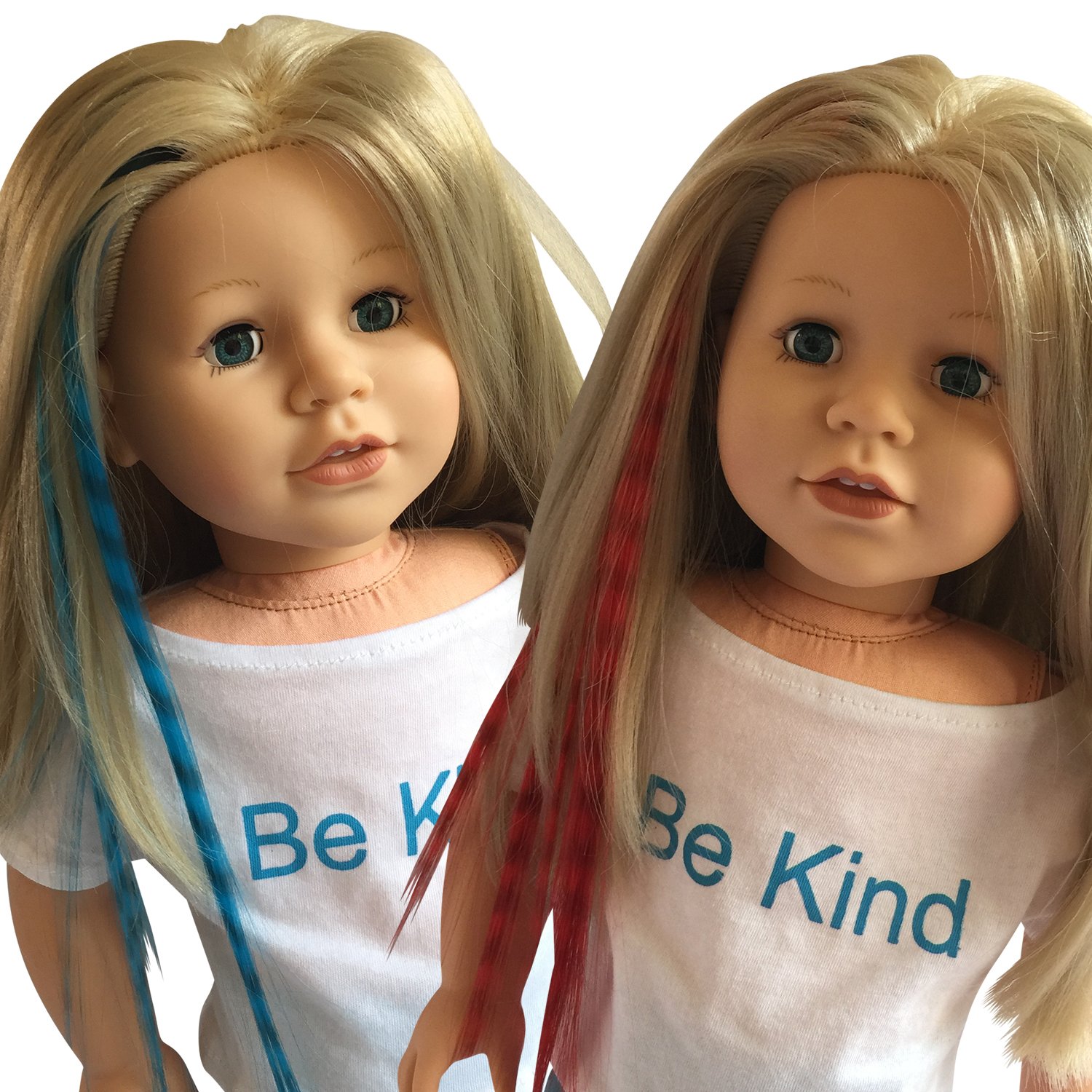 The New York Doll Collection Hair Clip Extensions for 18 inch/ 46 cm Dolls - Doll Wig Piece - Red & Blue - for Girl Doll Accessories