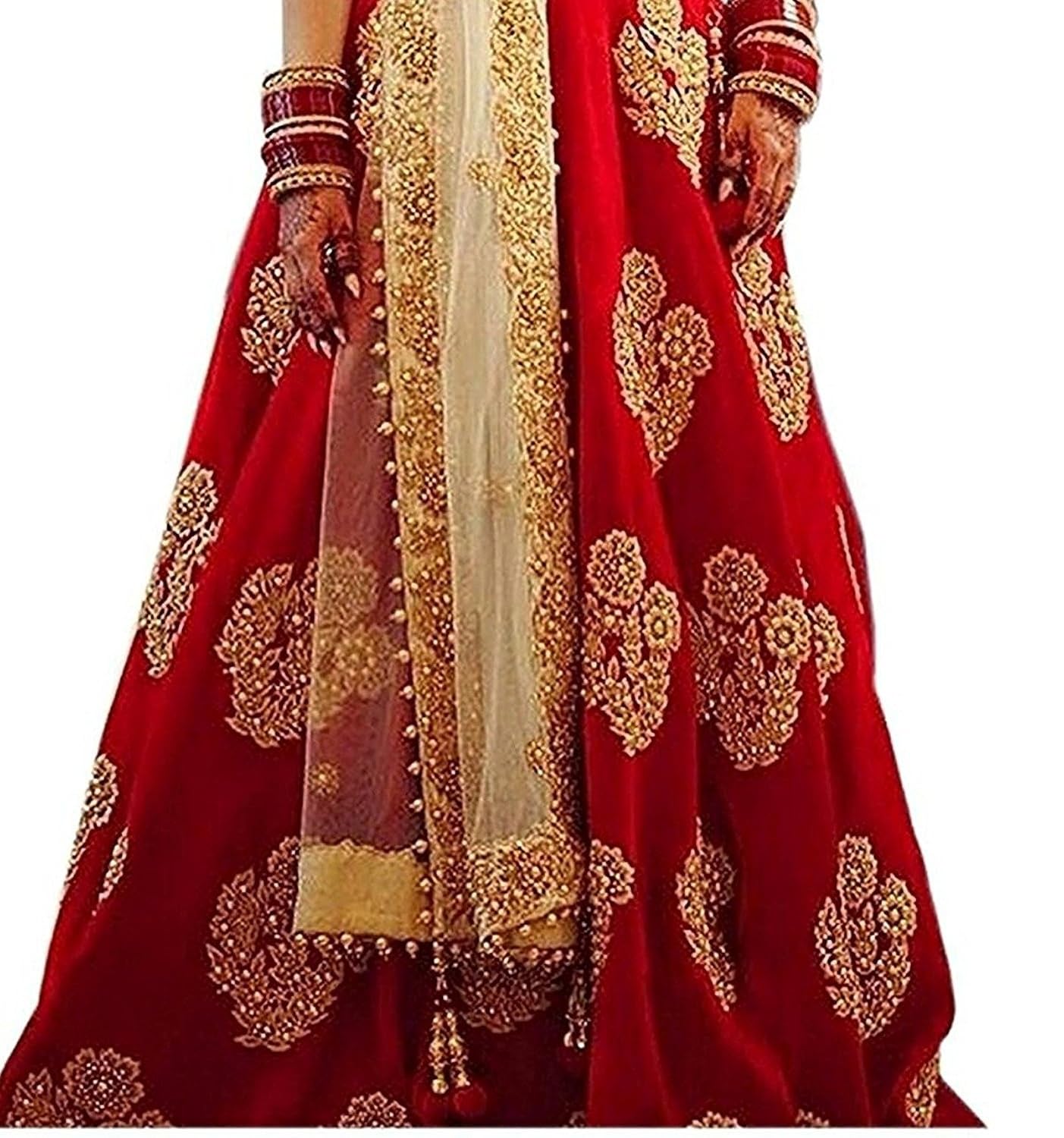 flywing fashion women's taffeta silk lehenga choli (red_medium)