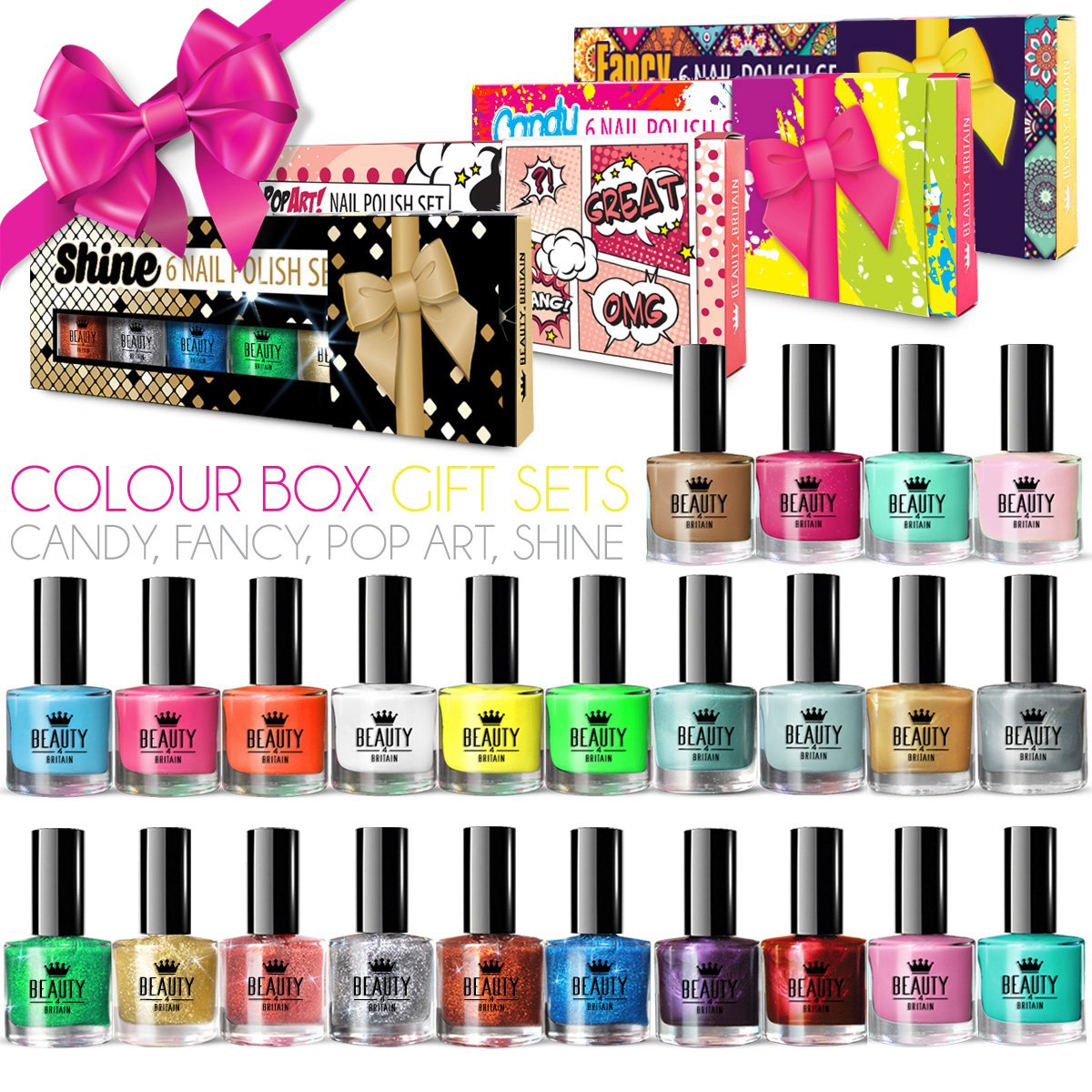 30 x Big Luxury Nail Polish 24 Colours 6 Top Coat 5 Gift Boxes High