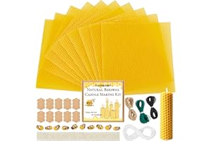 HASSLICKIT Natural Beeswax Candle Making Kit for Kids and Adults-12 Beeswax Sheets for Candle Making Rolling DIY Kits (Natural Yellow Color, 8 x 8 inch)