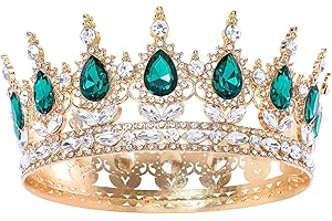 Feltent Green Queen Crown for Women Crystal Tiara for Girl Rhinestone Wedding Headband for Bride Hair Accessories for Costume Birthday Party Prom Gifts